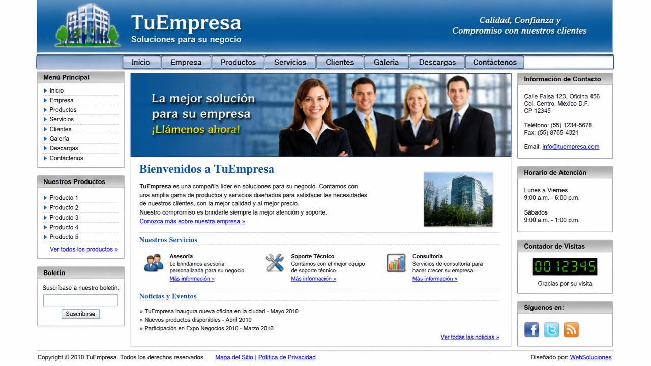Web antigua de plantilla del Kit Digital, lenta y desactualizada